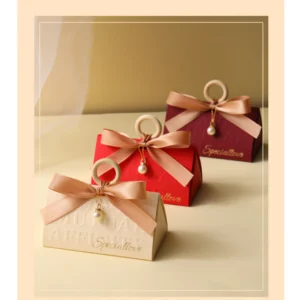 กล่องของขวัญ กล่องมงคล ถุงมงคล ผูกโบว์ 3ใบ/แพ็ค กล่องแข็ง วันเกิด/วันครบรอบ/แต่งงาน